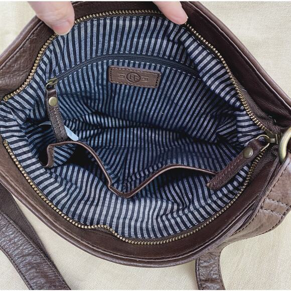 Fat Face Brown Soft Pebble Leather Cross Body Purse Saddle Bag - Picture 5 of 7